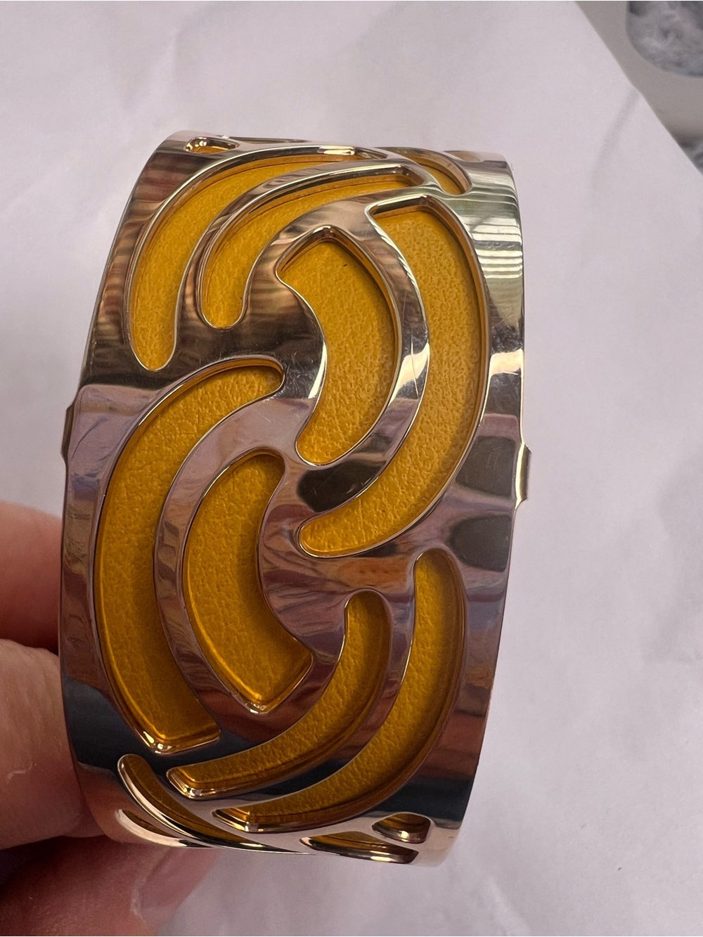 Les Georgettes Yellow and Gold Cutout Cuff Bracelet - Modern Women's Jewelry